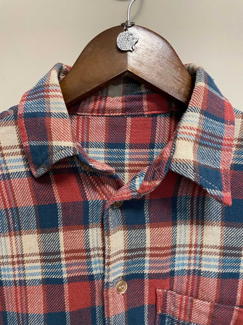 MOTHER Denim Blue & Orange Plaid Button Down Blouse Shirt Women’s XS - Picture 2 of 13